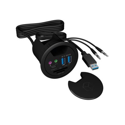ICY BOX   In-Desk USB Hub  60 mm   black