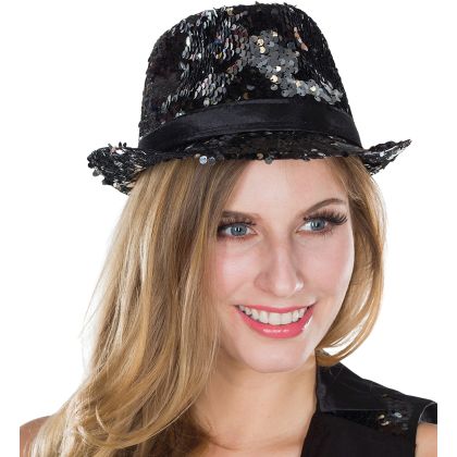 Hut Fedora schwarz / silber