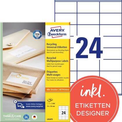 AVERY ZW. Etiketten              70x36mm