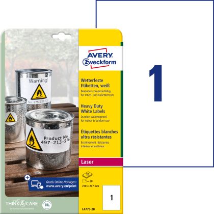 AVERY ZW. Laser-Etiketten      210x297mm