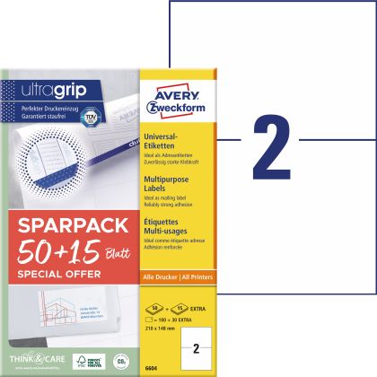 AVERY ZW. Universal-Etiketten  210x148mm