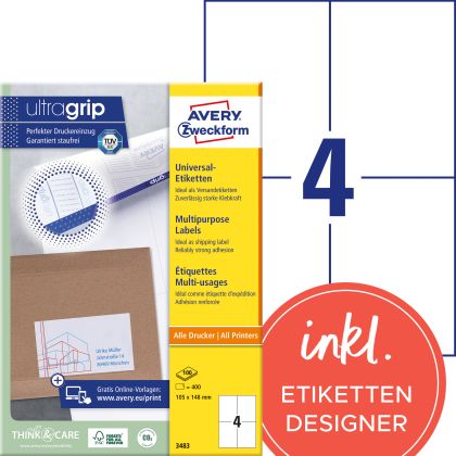 AVERY ZW. Universal-Etiketten  105x148mm