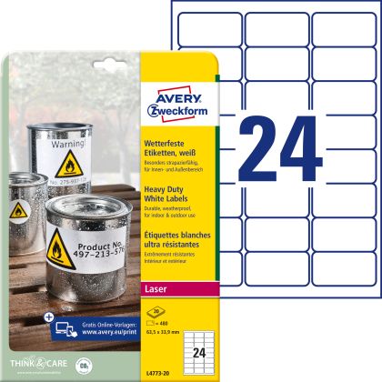 AVERY ZW. Folienetiketten    63,5x33,9mm