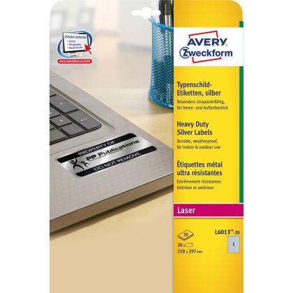 AVERY ZW. Typenschild-Etik.    210x297mm