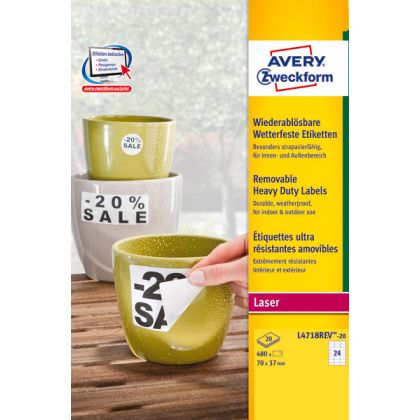 AVERY ZW. Etiketten Laser        70x37mm