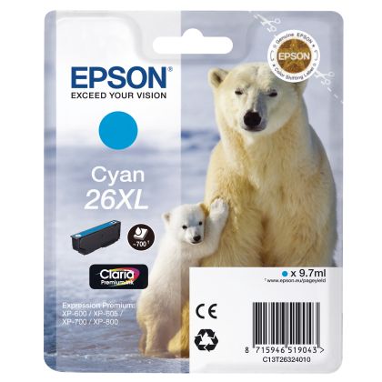 EPSON     Tintenpatrone 26XL        cyan