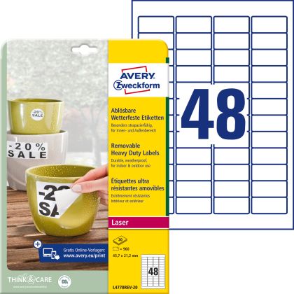 AVERY ZW. Folienetiketten    45,7x21,2mm