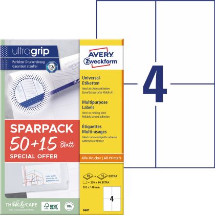 AVERY ZW. Universal-Etiketten  105x148mm