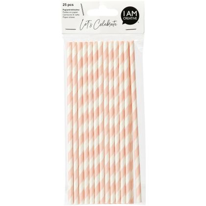 I AM CREA Papiertrinkhalme,rosa,19.7cm