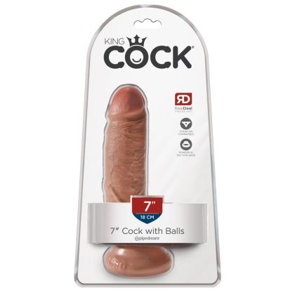 King Cock 7 Cock w Balls Tan