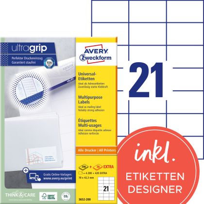 AVERY ZW. Etiketten            70x42,3mm