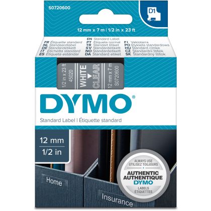 DYMO      Schriftband D1   weiss/transp.