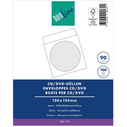 BÜROLINE  CD/DVD-Hüllen        124x124mm