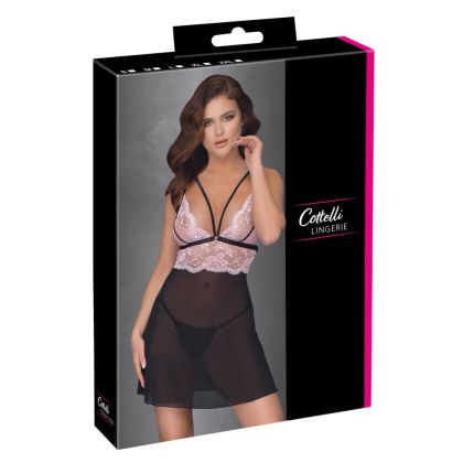 Babydoll schwarz/rosa 2XL