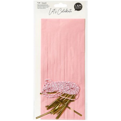 I AM CREA Papier Quasten-Girlande, rosa