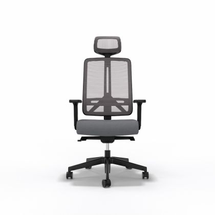 Bürostuhl "Flexi" mit Nackenstütze, Schwarz & Grau